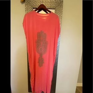 Beautiful Salmon Color Moroccan Maxi Dress- One Size